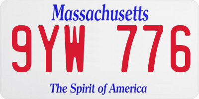 MA license plate 9YW776