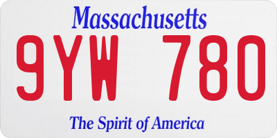 MA license plate 9YW780