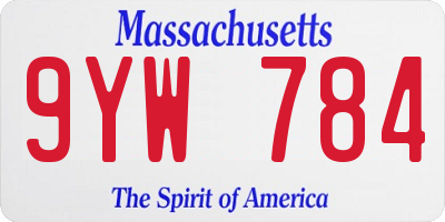 MA license plate 9YW784