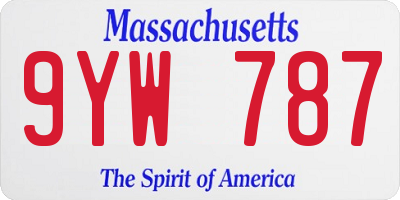 MA license plate 9YW787