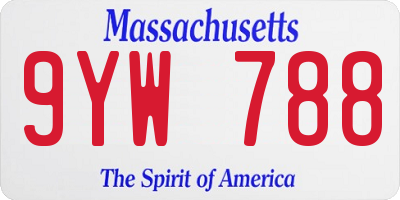 MA license plate 9YW788