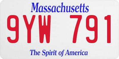 MA license plate 9YW791