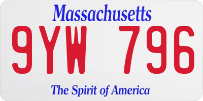 MA license plate 9YW796
