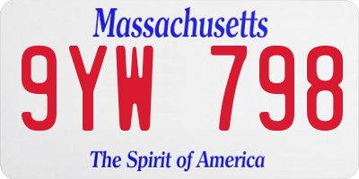 MA license plate 9YW798