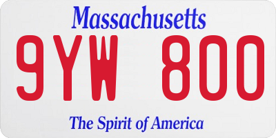 MA license plate 9YW800