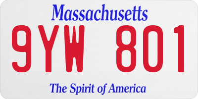 MA license plate 9YW801