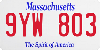 MA license plate 9YW803