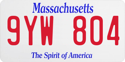 MA license plate 9YW804