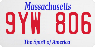 MA license plate 9YW806