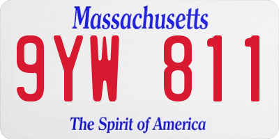 MA license plate 9YW811