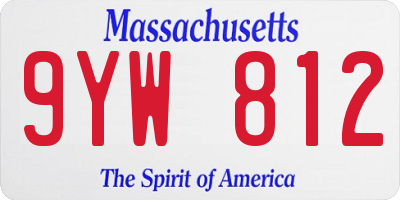 MA license plate 9YW812