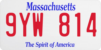 MA license plate 9YW814