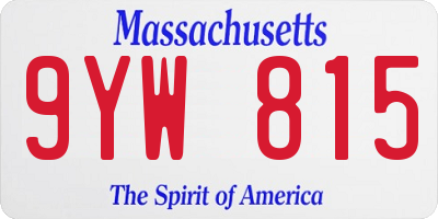 MA license plate 9YW815