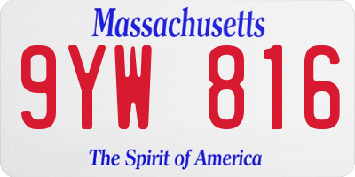 MA license plate 9YW816