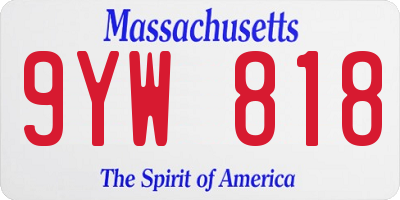 MA license plate 9YW818