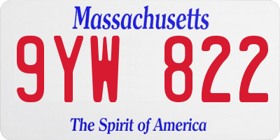 MA license plate 9YW822