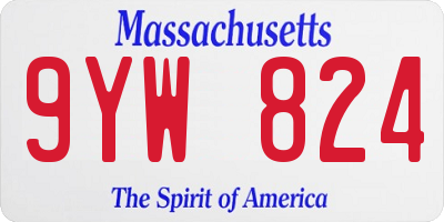 MA license plate 9YW824