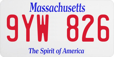 MA license plate 9YW826