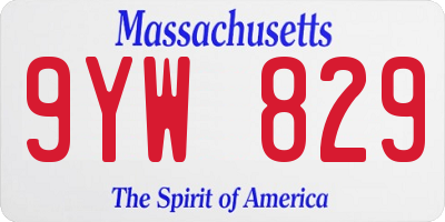 MA license plate 9YW829