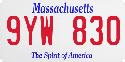 MA license plate 9YW830