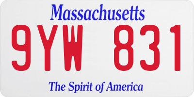 MA license plate 9YW831