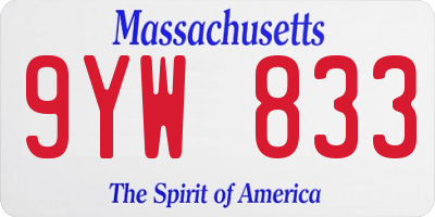 MA license plate 9YW833