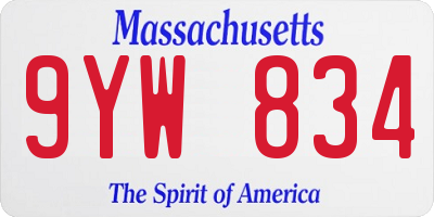 MA license plate 9YW834