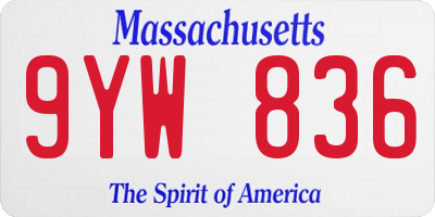 MA license plate 9YW836