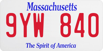 MA license plate 9YW840