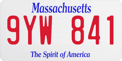 MA license plate 9YW841