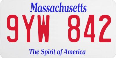 MA license plate 9YW842