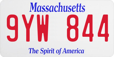 MA license plate 9YW844