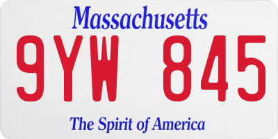 MA license plate 9YW845