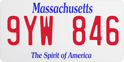 MA license plate 9YW846