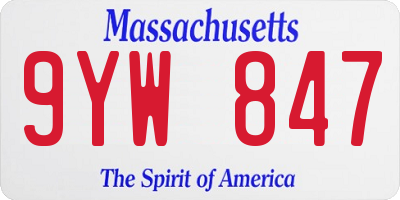 MA license plate 9YW847