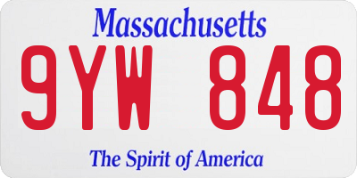 MA license plate 9YW848