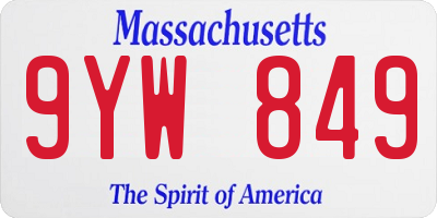 MA license plate 9YW849