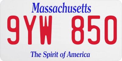 MA license plate 9YW850
