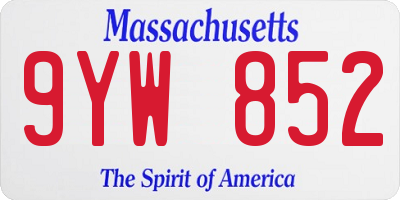 MA license plate 9YW852