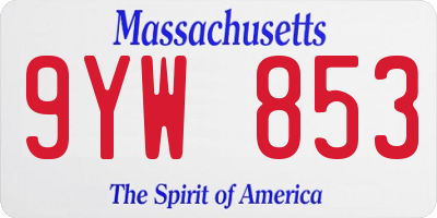 MA license plate 9YW853
