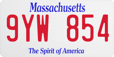 MA license plate 9YW854