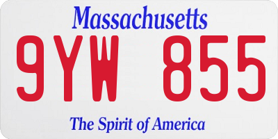 MA license plate 9YW855