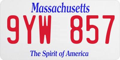 MA license plate 9YW857