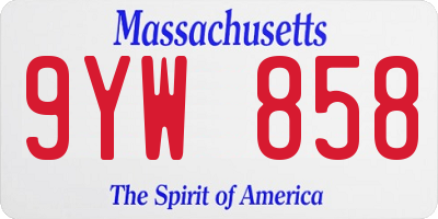 MA license plate 9YW858