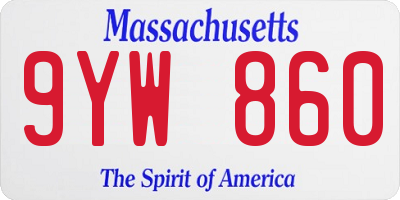 MA license plate 9YW860