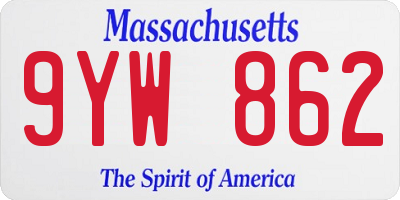 MA license plate 9YW862