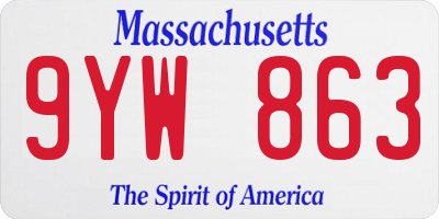 MA license plate 9YW863