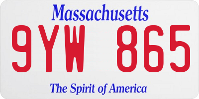MA license plate 9YW865
