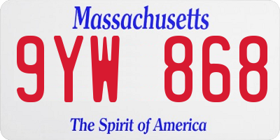 MA license plate 9YW868