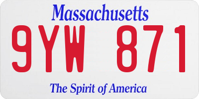 MA license plate 9YW871